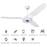 Icebreaker White/White 3 Blade Smart Ceiling Fan with Dimmable LED Light Kit Works with Remote Control, Wi-Fi apps and Voice control via Google Assistant/Alexa/Siri (Set of 2)