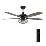 Karson 52" In. Black/Wood 5 Blade Smart Ceiling Fan with Works with Light & Remote