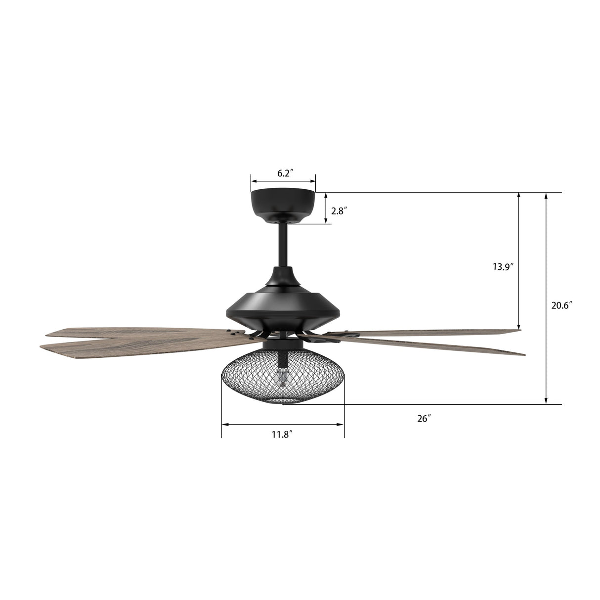 Karson 52" In. Black/Wood 5 Blade Smart Ceiling Fan with Works with Light & Remote