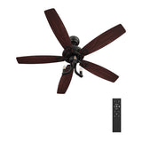 HUNTLEY 52" In. Black/Brown Wood & Rosewood 5 Blade Smart Ceiling Fan with LED Light Kit Works with Light & Remote Control