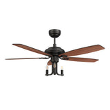 HUNTLEY 52" In. Black/Brown Wood & Rosewood 5 Blade Smart Ceiling Fan with LED Light Kit Works with Light & Remote Control