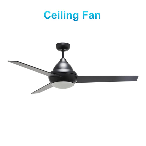 KENDRICK 52" In. Black/Black 3 Blade Smart Ceiling Fan with LED Light Kit Works with LED Light Kit & Remote Control