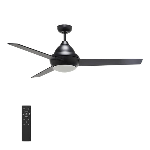 KENDRICK 52" In. Black/Black 3 Blade Smart Ceiling Fan with LED Light Kit Works with LED Light Kit & Remote Control