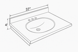 37 Inch Cultured Marble Vanity Top in White with White Sink