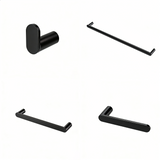Ivanees 4-Piece Bathroom Accessories Set in Matte Black Finish – Stainless Steel Robe Hook, Towel Ring, Toilet Paper Holder & Towel Bar