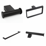 Ivanees 4-Piece Bathroom Accessories Set in Matte Black Finish – Stainless Steel Robe Hook, Towel Ring, Toilet Paper Holder & Towel Bar