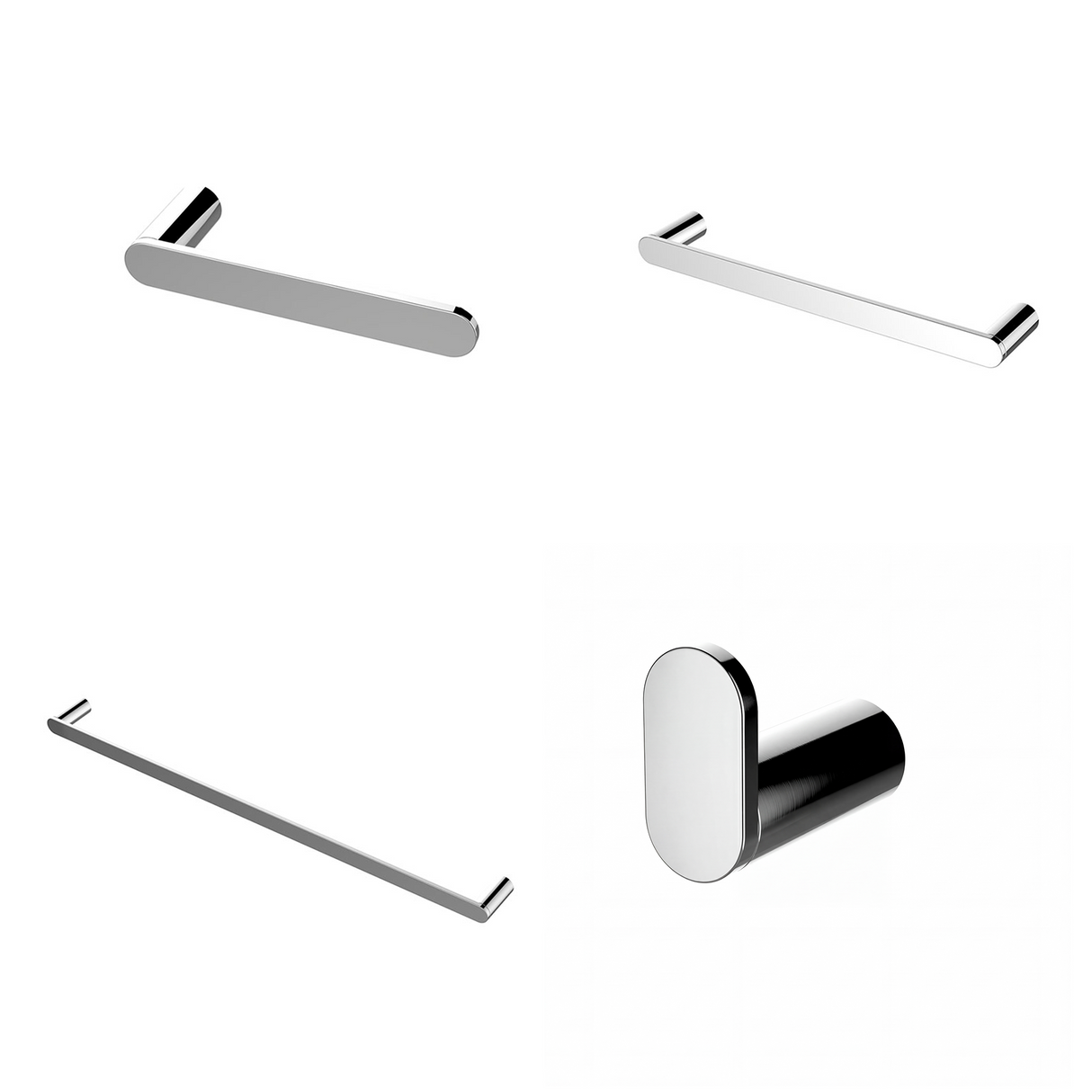 Ivanees 4-Piece Bathroom Accessories Set in Chrome Finish – Stainless Steel Robe Hook, Towel Ring, Toilet Paper Holder & Towel Bar