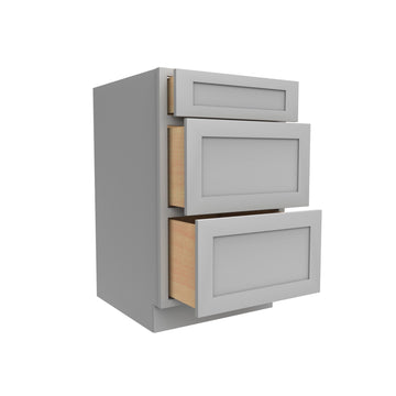 Grey Shaker - 3 Drawer Base Cabinet - 33"W x 34-1/2"H x 24"D - 3DRW