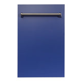 ZLINE 18 in. Dishwasher Panel in Blue Matte with Traditional Handle (DP-BM-18)