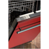 ZLINE 18 in. Compact Red Matte Top Control Built-In Dishwasher with Stainless Steel Tub and Modern Style Handle, 52dBa (DW-RM-H-18)