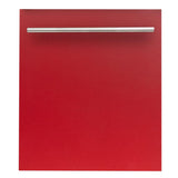 ZLINE 24 in. Top Control Dishwasher with Red Matte Panel and Modern Style Handle, 52dBa (DW-RM-H-24)