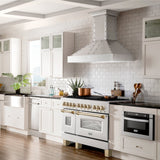 ZLINE Autograph Edition 48 in. 6.0 cu. ft. Legacy Dual Fuel Range with 7 Burner Gas Cooktop and 2 Electric Ovens in Satin Stainless Steel and Polished Gold Accents (RASZ-SN-48-G)