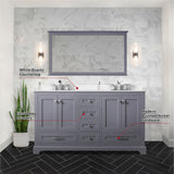 Dukes Dark Grey Freestanding Bathroom Vanity with White Quartz Top, White Square Sink