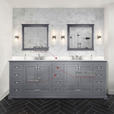 Dukes Navy Blue Freestanding Bathroom Vanity with White Quartz Top, White Square Sinks