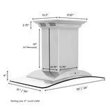 36" ZLINE CrownSound™Ducted Vent Island Mount Range Hood in Stainless Steel with Built-in Bluetooth Speakers (GL9iCRN-BT-36)