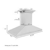 48" ZLINE CrownSound™Ducted Vent Island Mount Range Hood in Stainless Steel with Built-in Bluetooth Speakers (KL3iCRN-BT-48)