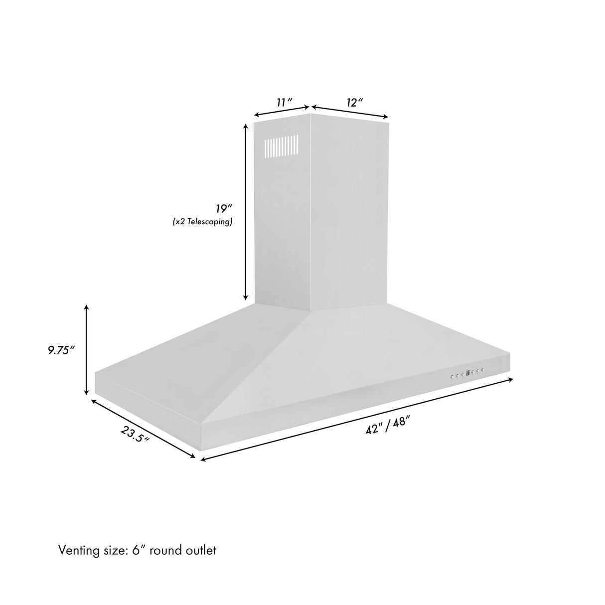 ZLINE 42" Convertible Island Mount Range Hood in Stainless Steel (KL3i-42)