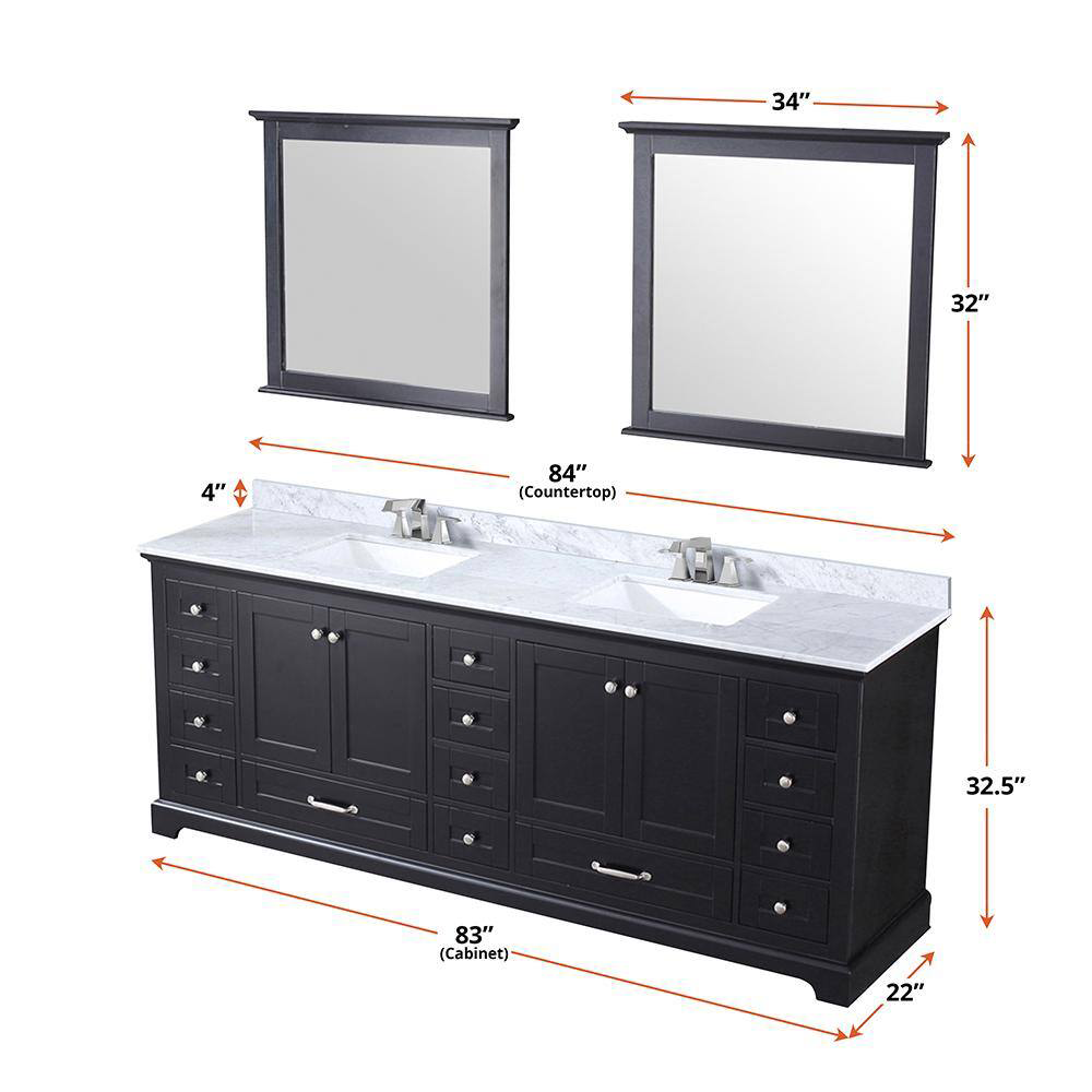 Dukes 84 Espresso Vanity Cabinet With Carrara White Marble Top