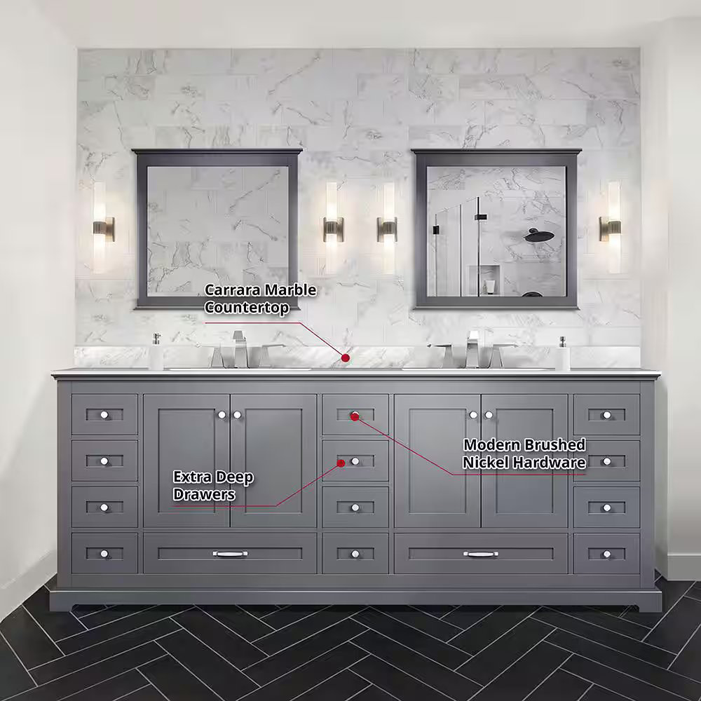 Dukes 84 In. Dark Grey Bathroom Vanity 