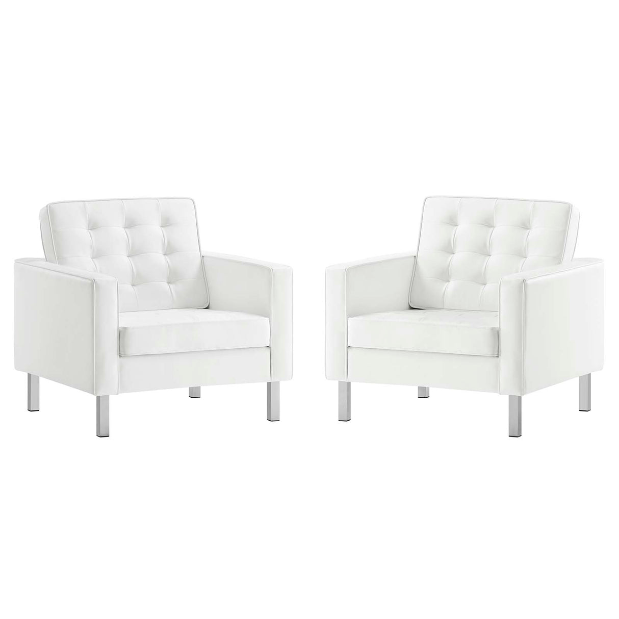 Loft Tufted Vegan Leather Armchairs - Set of 2