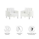 Loft Tufted Vegan Leather Armchairs - Set of 2