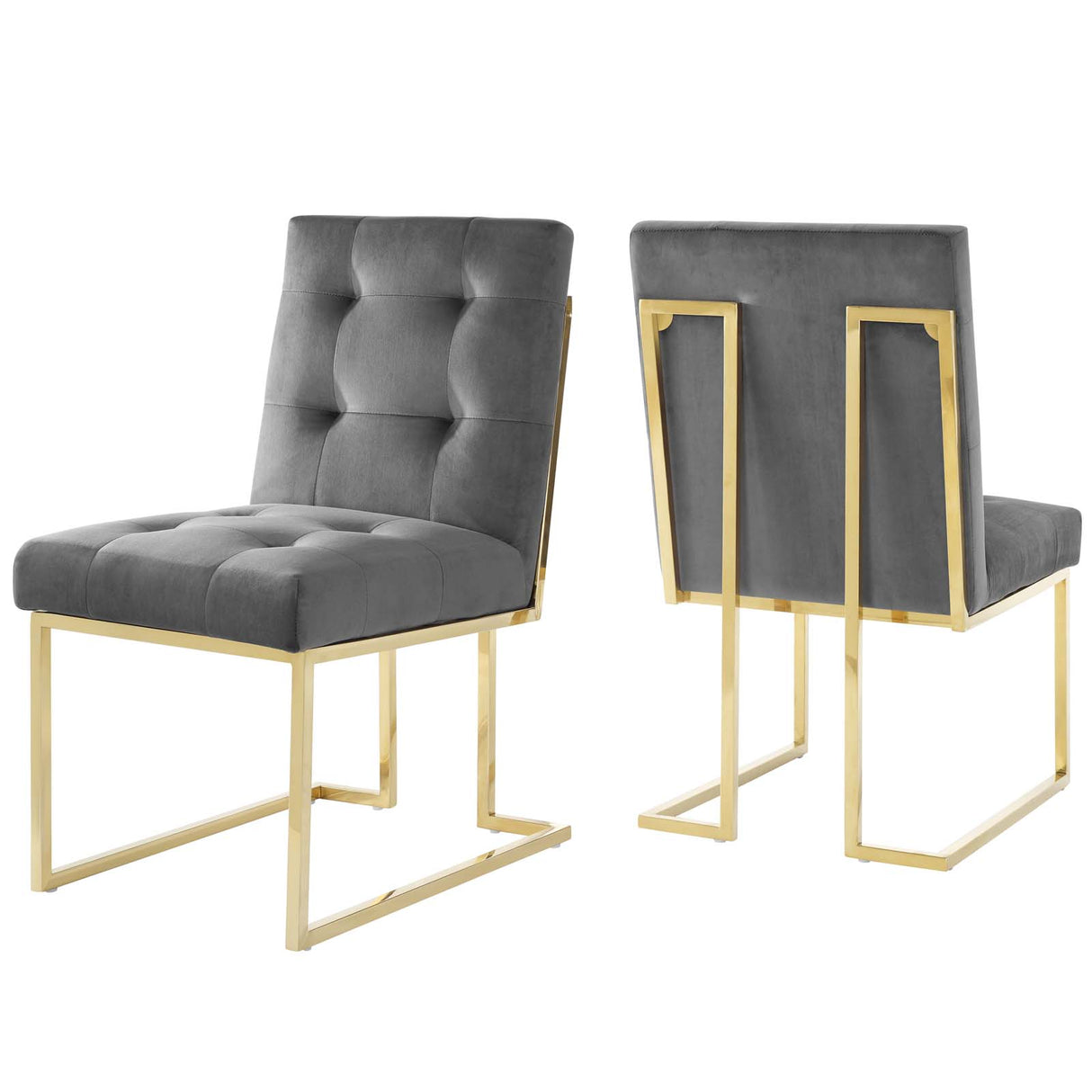 Privy Gold Stainless Steel Performance Velvet Dining Chair Set of 2