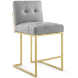 Privy Gold Stainless Steel Upholstered Fabric Counter Stool Set of 2