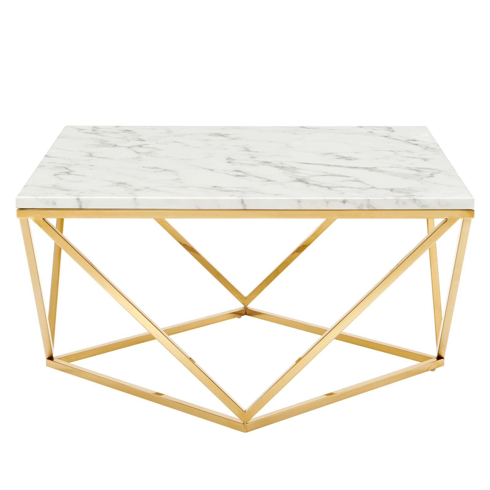 Vertex Gold Metal Stainless Steel Coffee Table