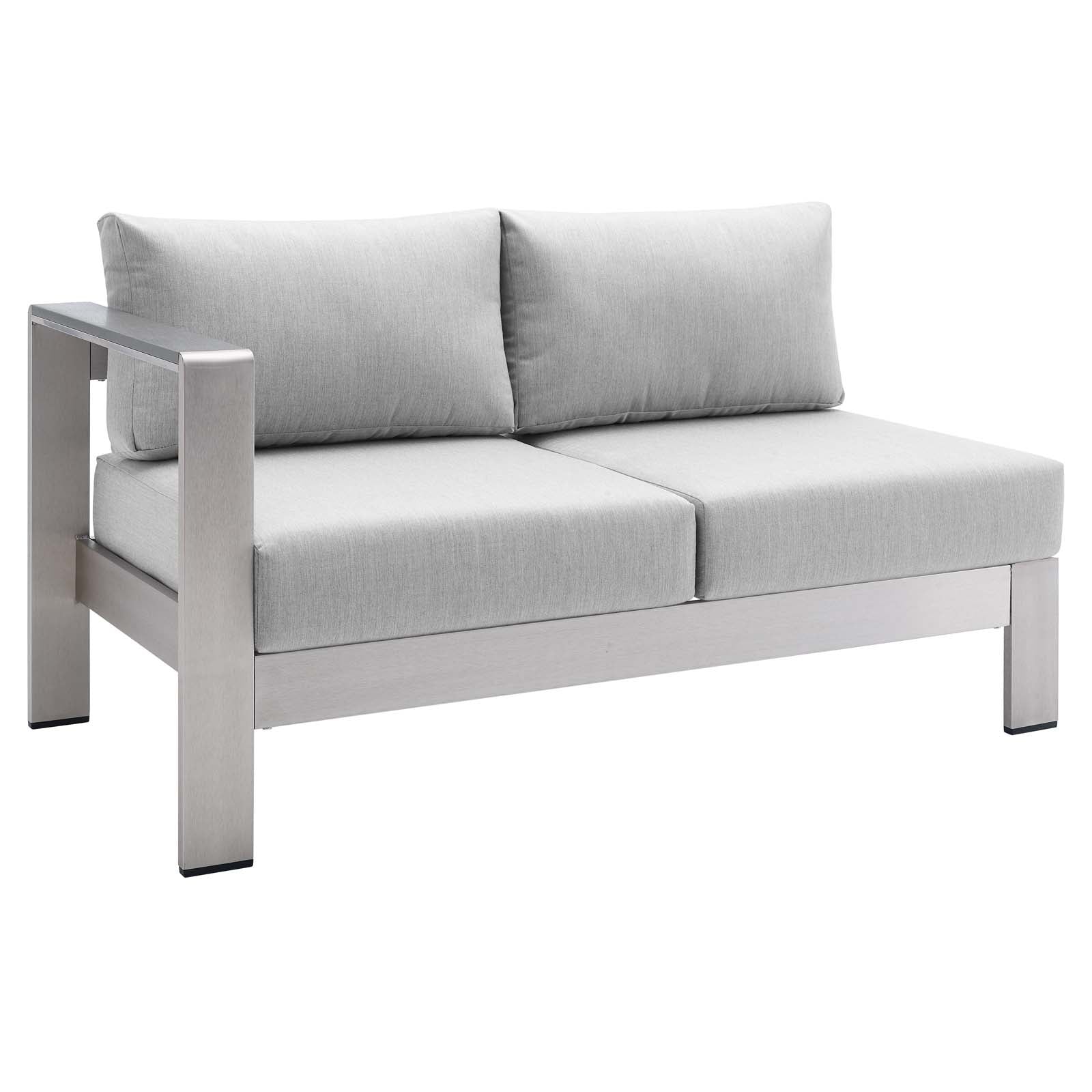 Shore Sunbrella Fabric Aluminum Outdoor Patio Left-Arm Loveseat