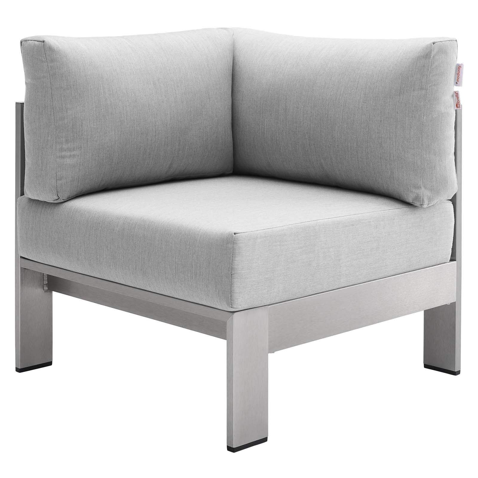 Shore Sunbrella Fabric Aluminum Outdoor Patio Corner Sofa