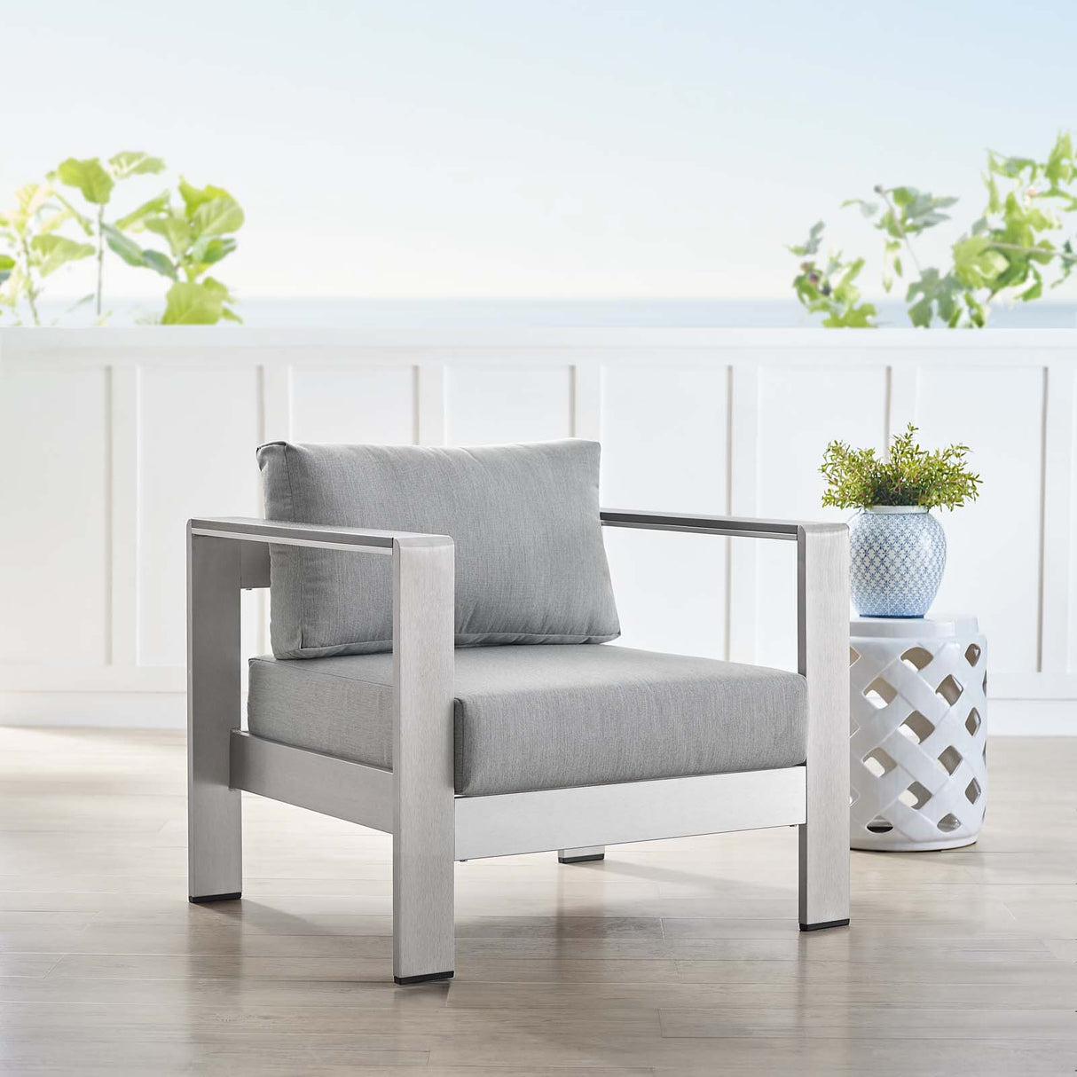 Shore Sunbrella Fabric Aluminum Outdoor Patio Armchair