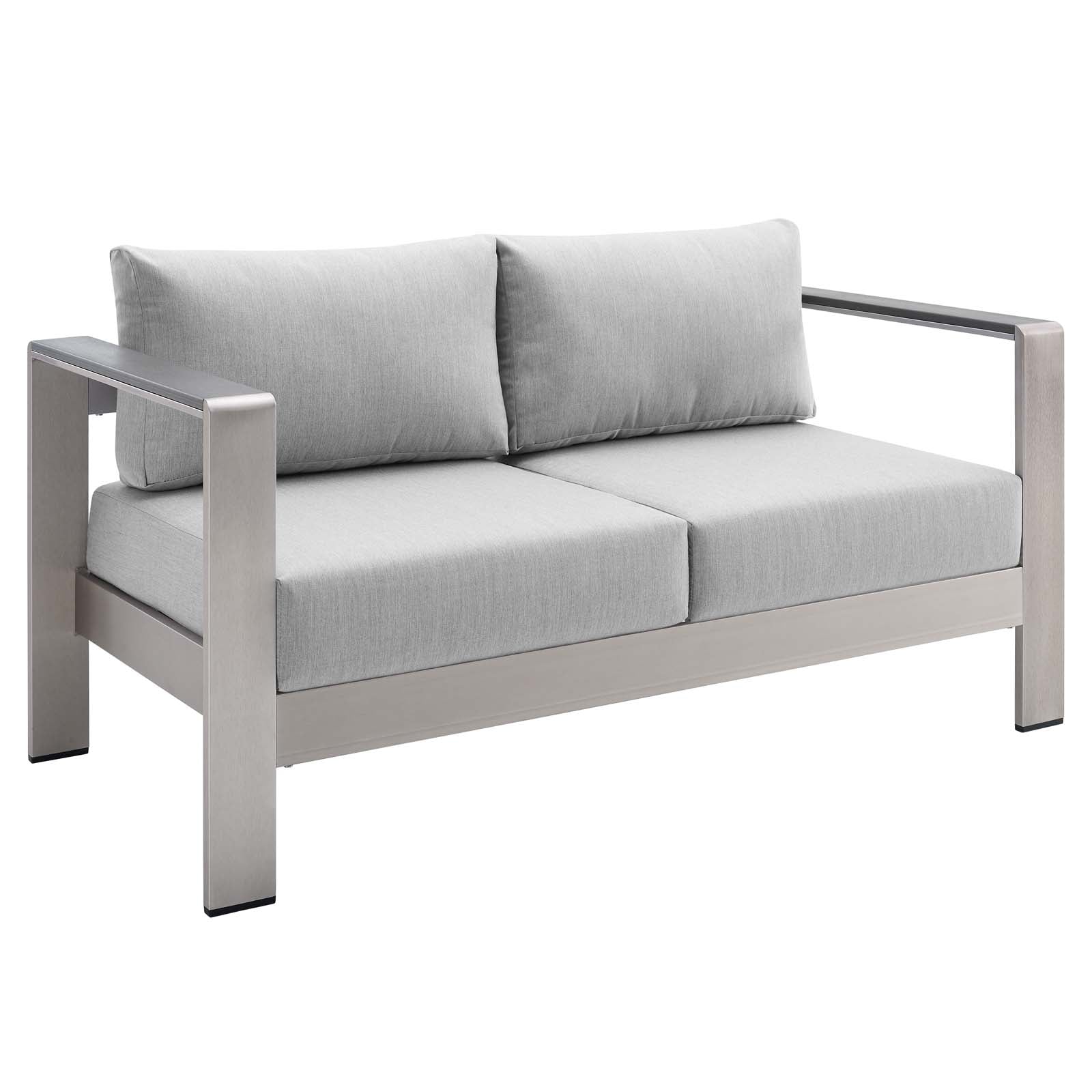 Shore Sunbrella Fabric Aluminum Outdoor Patio Loveseat