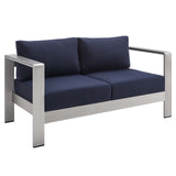 Shore Sunbrella Fabric Aluminum Outdoor Patio Loveseat