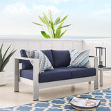 Shore Sunbrella Fabric Aluminum Outdoor Patio Loveseat