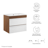 Render 24 In. Floating Bathroom Vanity with Ceramic Sink Top & Soft Closing Drawers