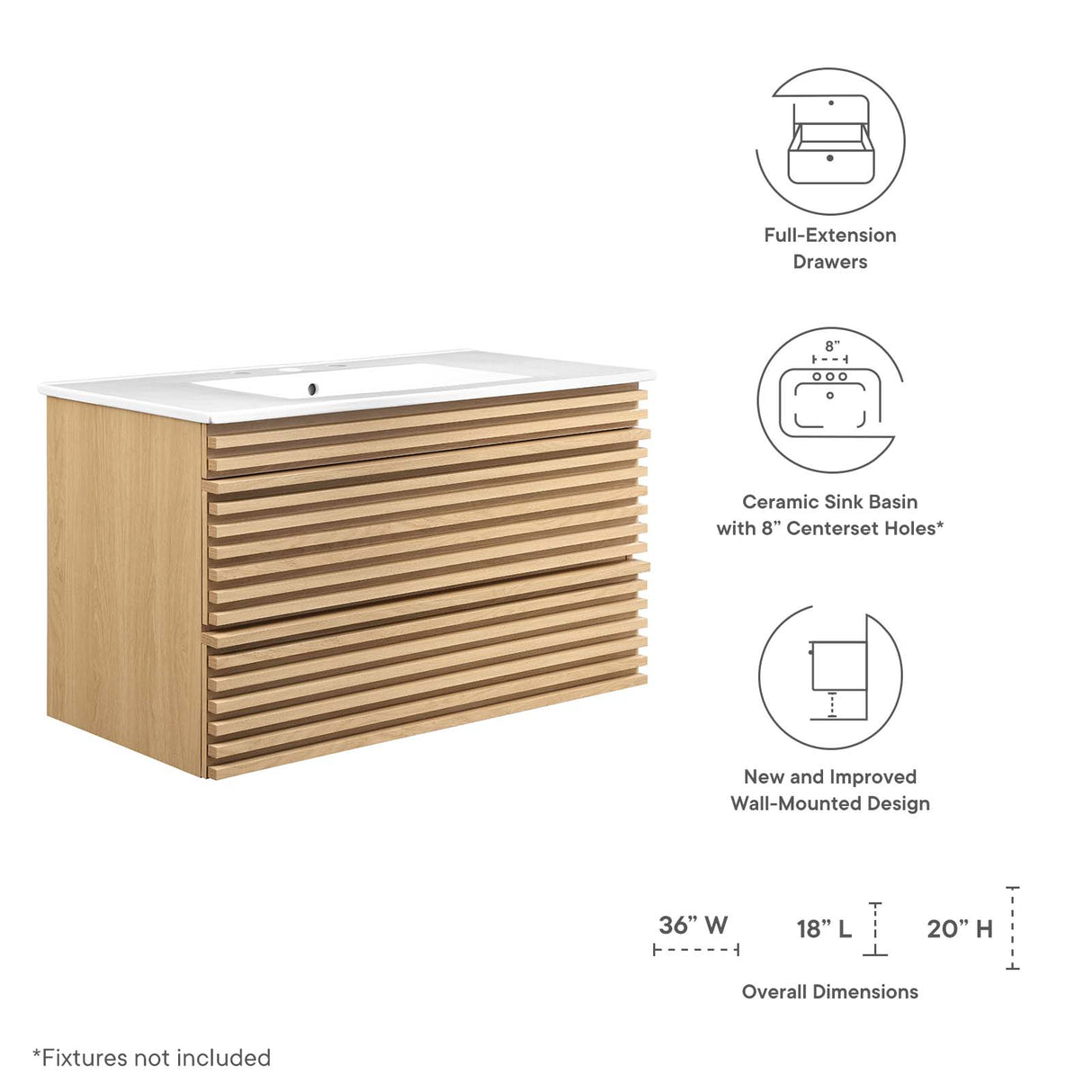 Render 36" Wall-Mount Bathroom Vanity