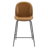 Scoop Black Powder Coated Steel Leg Vegan Leather Counter Stool