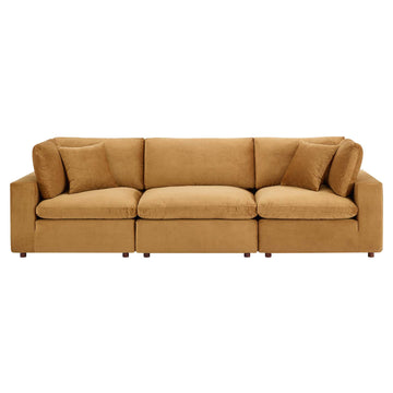 Commix Down Filled Overstuffed Performance Velvet 3-Seater Sofa