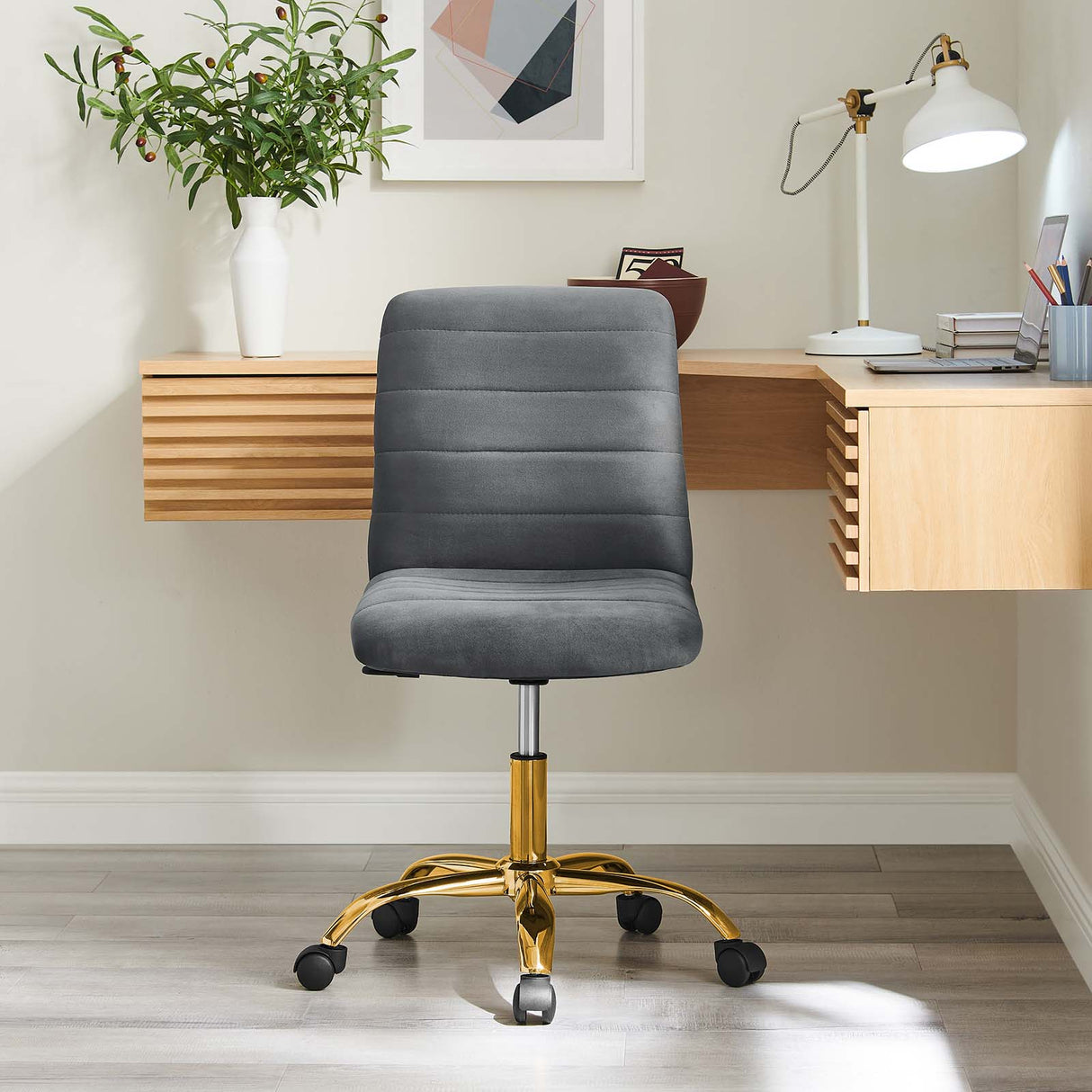 Ripple Armless Performance Velvet Office Chair