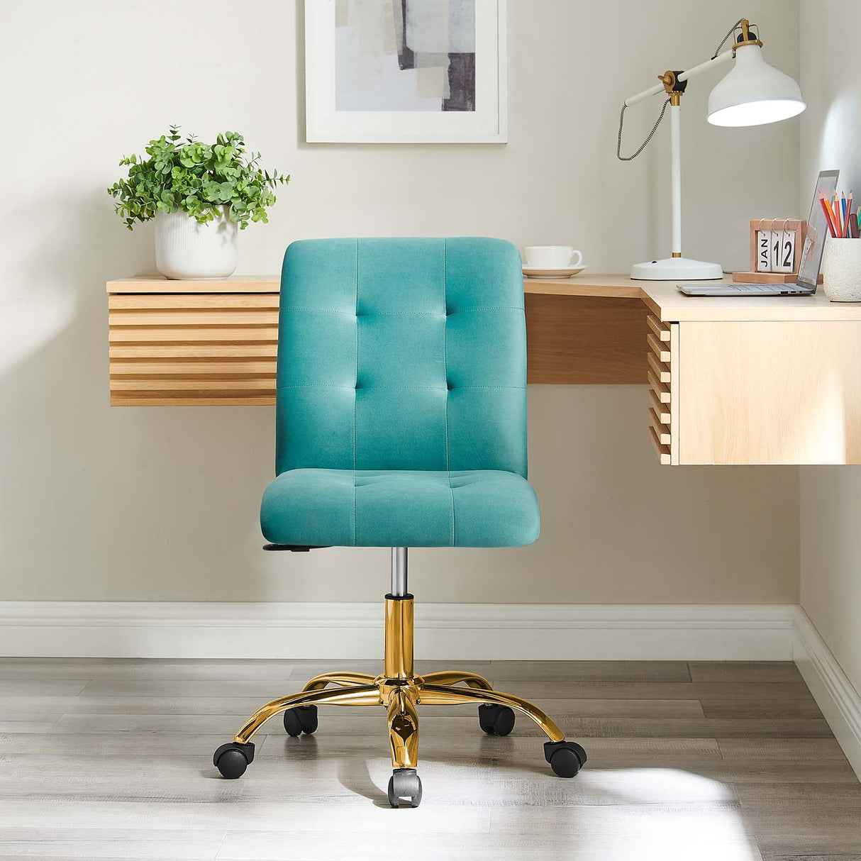 Prim Armless Performance Velvet Office Chair