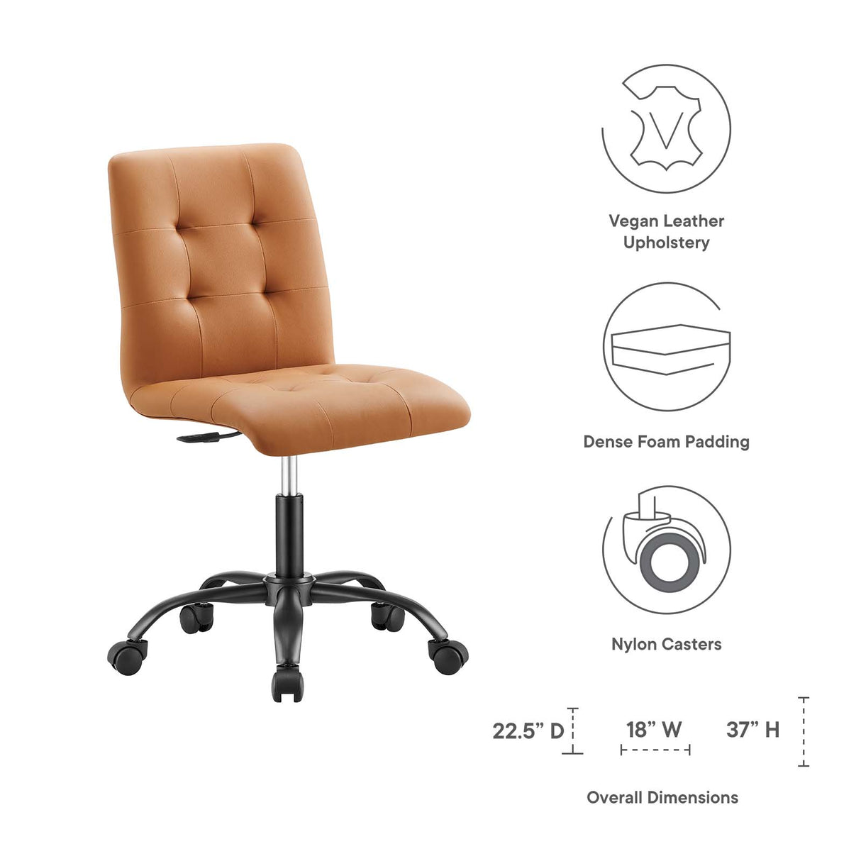 Prim Armless Vegan Leather Office Chair