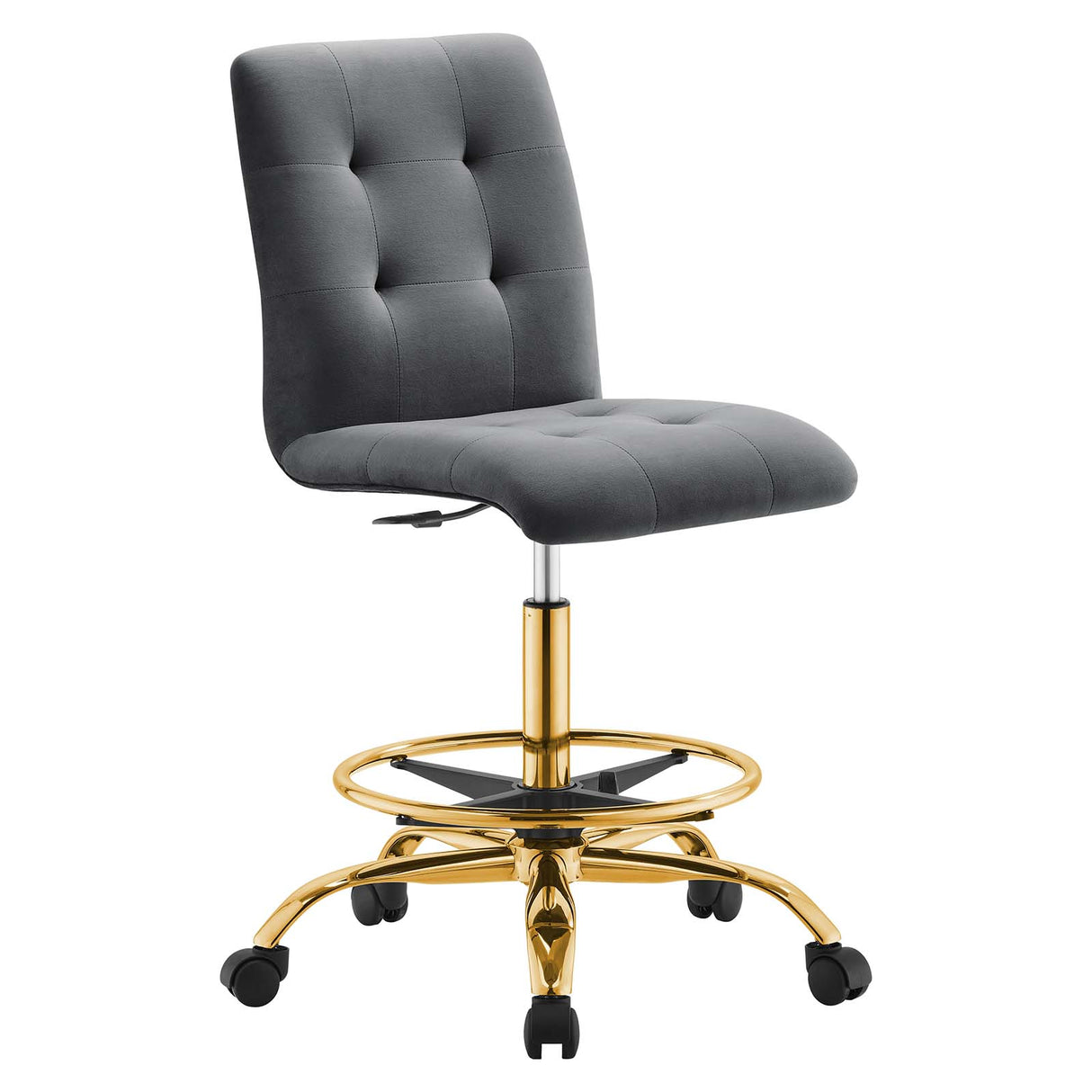 Prim Armless Performance Velvet Drafting Chair