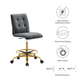 Prim Armless Performance Velvet Drafting Chair