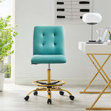 Prim Armless Performance Velvet Drafting Chair