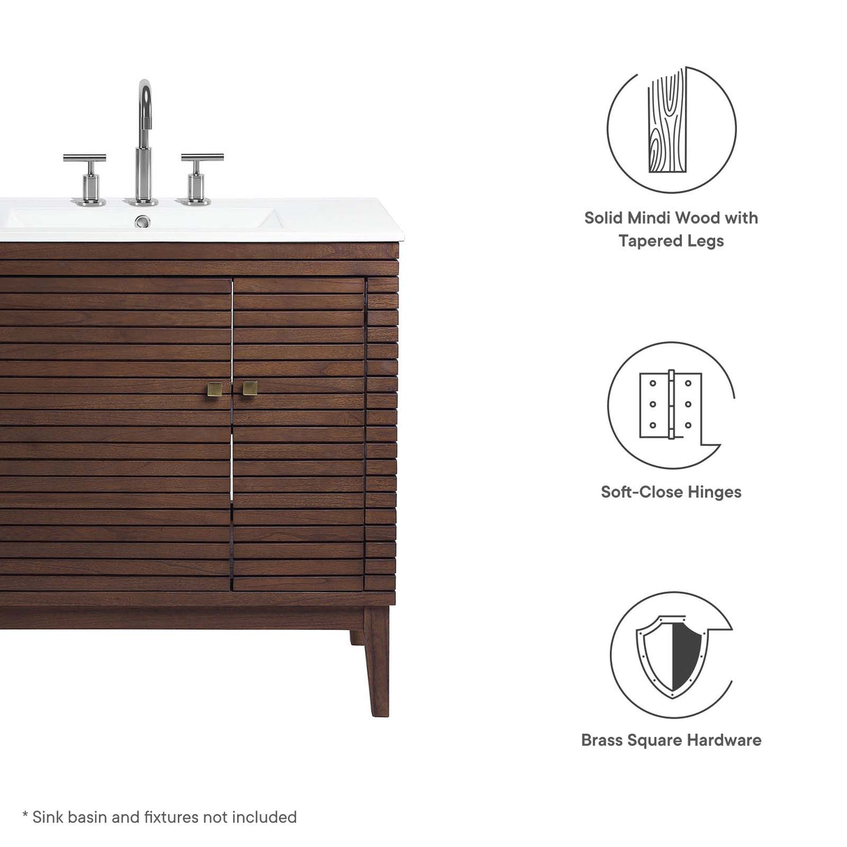 Ledger Wood Bathroom Vanity Cabinet (Sink Basin Not Included)