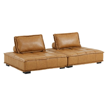 Saunter Tufted Vegan Leather Vegan Leather 2-Piece Loveseat