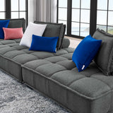 Saunter Tufted Fabric Fabric 3-Piece Sofa