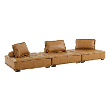 Saunter Tufted Vegan Leather Vegan Leather 3-Piece Sofa