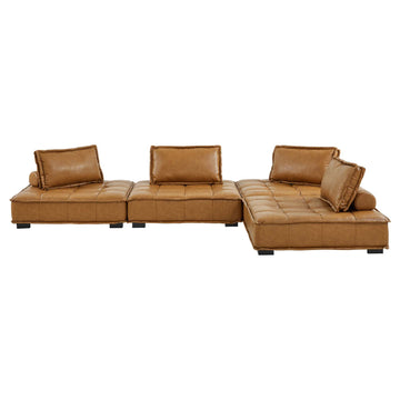 Saunter Tufted Vegan Leather Vegan Leather 4-Piece Sectional Sofa