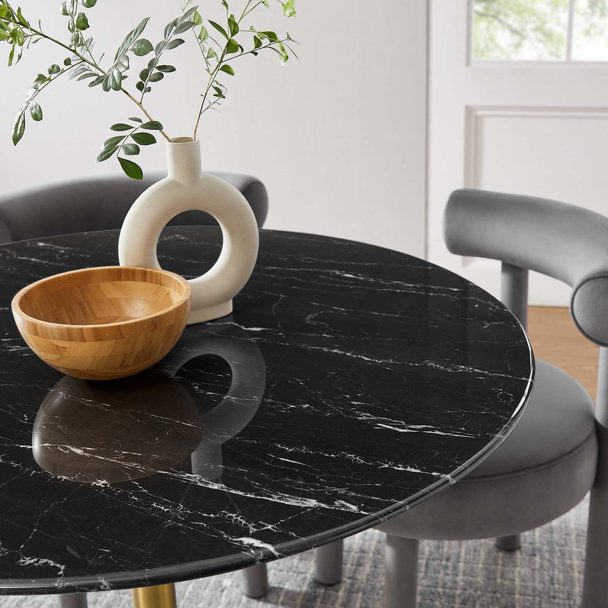 Lippa 40" Round Artificial Marble Dining Table